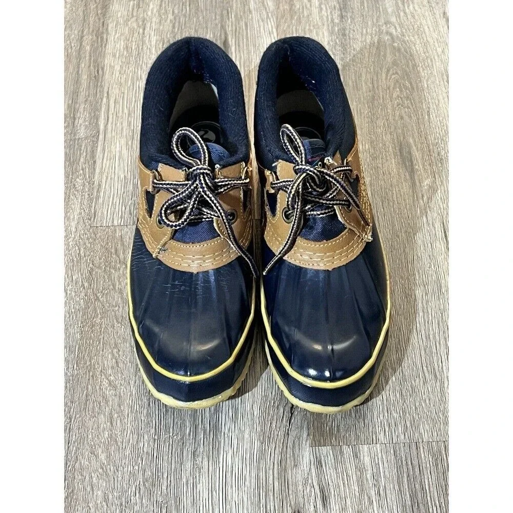 Vintage Sporto Duck Rain Boots Women's Size 6 Navy Tan Thermolite‎ Coastal Prep